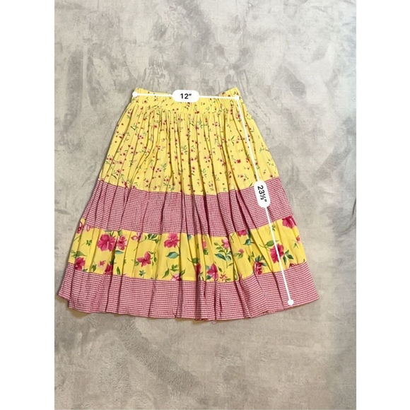 Floral Chic Tiered Gingham vintage midi/knee Skirt MEDIUM - Picture 8 of 8